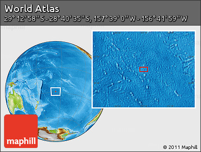 Physical Location Map of the Area around 28° 56' 46" S, 157° 10' 30" W
