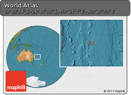 Satellite Location Map of the Area around 28° 56' 46" S, 159° 52' 30" E