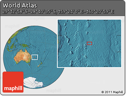 Satellite Location Map of the Area around 28° 56' 46" S, 159° 52' 30" E