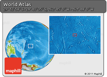 Physical Location Map of the Area around 28° 56' 46" S, 162° 16' 30" W