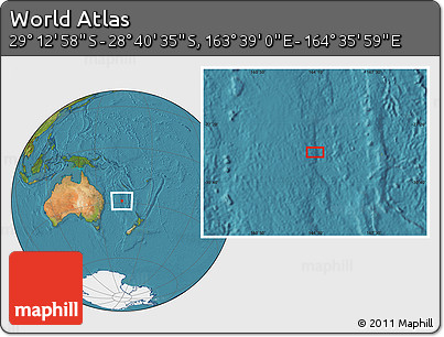 Satellite Location Map of the Area around 28° 56' 46" S, 164° 7' 30" E