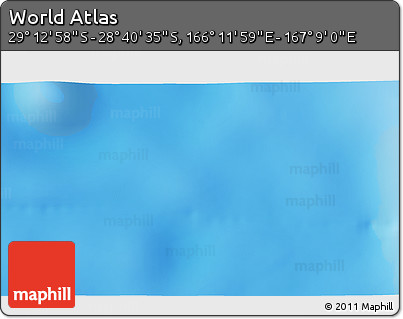 Physical 3D Map of the Area around 28° 56' 46" S, 166° 40' 30" E