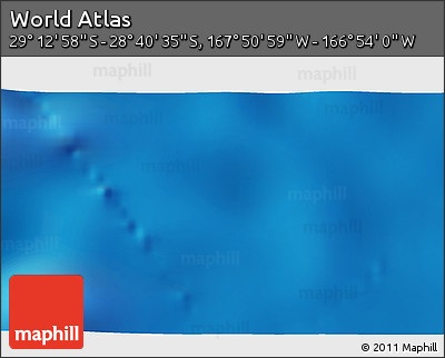 Physical 3D Map of the Area around 28° 56' 46" S, 167° 22' 30" W
