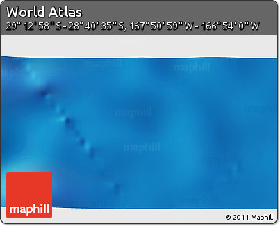 Physical 3D Map of the Area around 28° 56' 46" S, 167° 22' 30" W