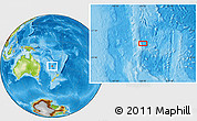 Physical Location Map of the area around 28° 56' 46" S, 168° 22' 30" E