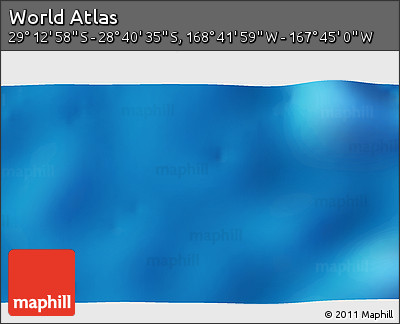 Physical 3D Map of the Area around 28° 56' 46" S, 168° 13' 29" W