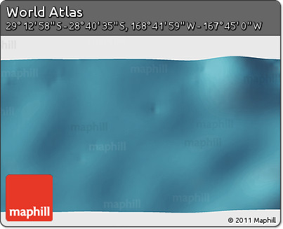 Satellite 3D Map of the Area around 28° 56' 46" S, 168° 13' 29" W