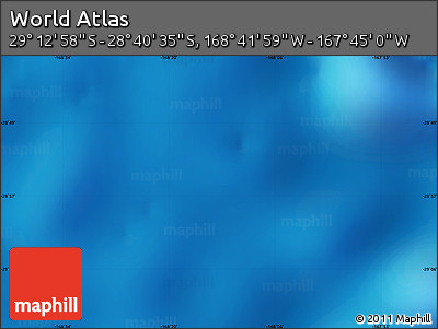 Physical Map of the Area around 28° 56' 46" S, 168° 13' 29" W