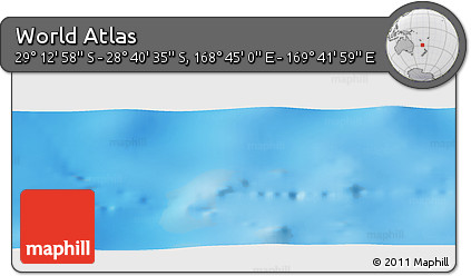 Physical Panoramic Map of the Area around 28° 56' 46" S, 169° 13' 29" E
