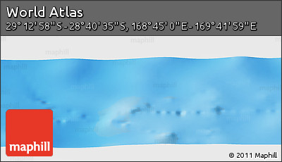 Physical Panoramic Map of the Area around 28° 56' 46" S, 169° 13' 29" E