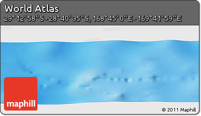 Physical Panoramic Map of the Area around 28° 56' 46" S, 169° 13' 29" E