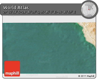 Satellite 3D Map of the Area around 28° 56' 46" S, 16° 13' 30" E
