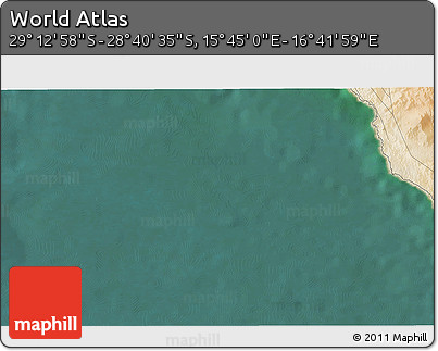 Satellite 3D Map of the Area around 28° 56' 46" S, 16° 13' 30" E