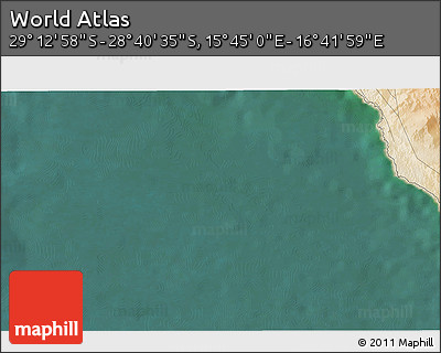 Satellite 3D Map of the Area around 28° 56' 46" S, 16° 13' 30" E