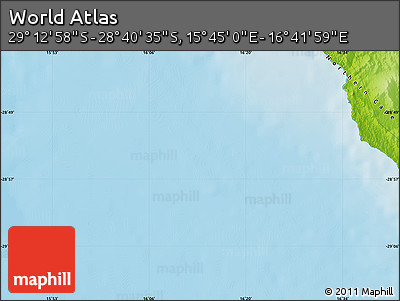 Physical Map of the Area around 28° 56' 46" S, 16° 13' 30" E