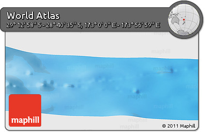 Physical Panoramic Map of the Area around 28° 56' 46" S, 173° 28' 29" E