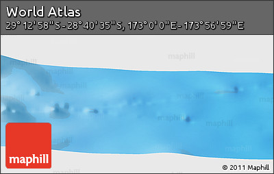 Physical Panoramic Map of the Area around 28° 56' 46" S, 173° 28' 29" E