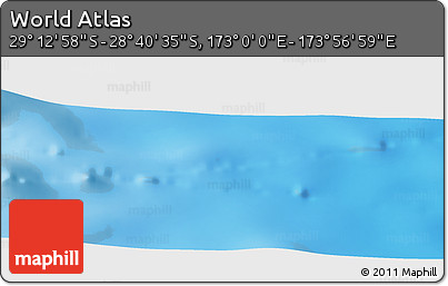 Physical Panoramic Map of the Area around 28° 56' 46" S, 173° 28' 29" E