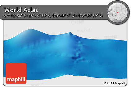 Physical Panoramic Map of the Area around 28° 56' 46" S, 173° 19' 29" W
