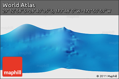 Physical Panoramic Map of the Area around 28° 56' 46" S, 173° 19' 29" W