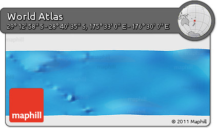 Physical Panoramic Map of the Area around 28° 56' 46" S, 176° 1' 30" E