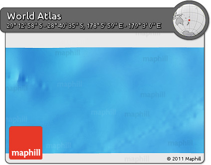Physical 3D Map of the Area around 28° 56' 46" S, 178° 34' 29" E