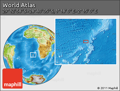 Physical Location Map of the Area around 28° 56' 46" S, 1° 46' 29" E