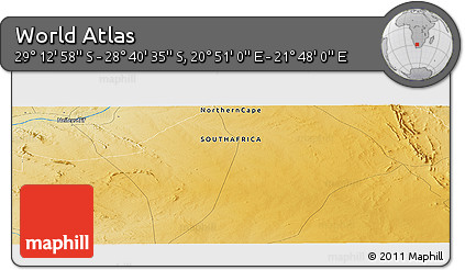 Physical Panoramic Map of the Area around 28° 56' 46" S, 21° 19' 30" E