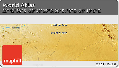 Physical Panoramic Map of the Area around 28° 56' 46" S, 21° 19' 30" E