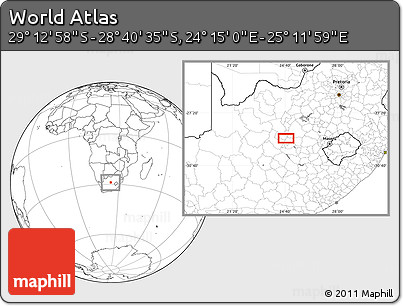 Blank Location Map of the Area around 28° 56' 46" S, 24° 43' 30" E
