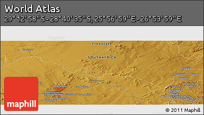 Physical Panoramic Map of the Area around 28° 56' 46" S, 26° 25' 29" E