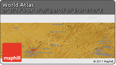 Physical Panoramic Map of the Area around 28° 56' 46" S, 26° 25' 29" E