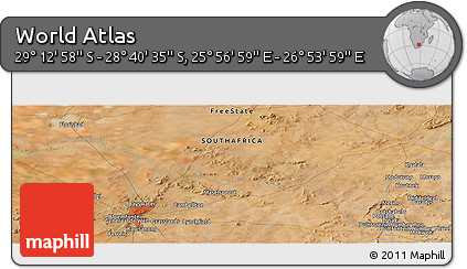 Satellite Panoramic Map of the Area around 28° 56' 46" S, 26° 25' 29" E