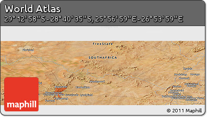 Satellite Panoramic Map of the Area around 28° 56' 46" S, 26° 25' 29" E
