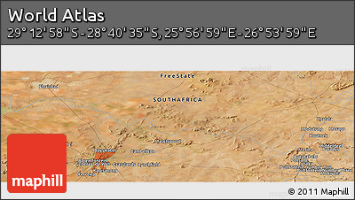 Satellite Panoramic Map of the Area around 28° 56' 46" S, 26° 25' 29" E