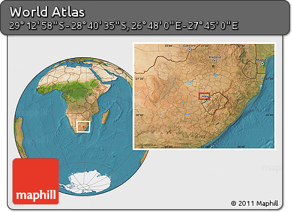 Satellite Location Map of the Area around 28° 56' 46" S, 27° 16' 29" E