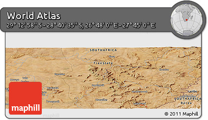 Satellite Panoramic Map of the Area around 28° 56' 46" S, 27° 16' 29" E