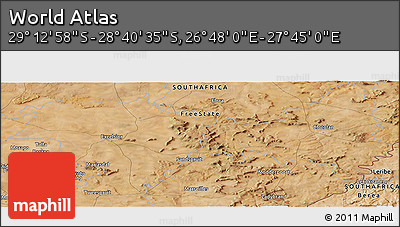 Satellite Panoramic Map of the Area around 28° 56' 46" S, 27° 16' 29" E