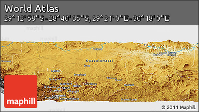 Physical Panoramic Map of the Area around 28° 56' 46" S, 29° 49' 30" E