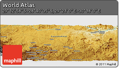Physical Panoramic Map of the Area around 28° 56' 46" S, 29° 49' 30" E