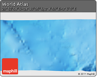 Physical 3D Map of the Area around 28° 56' 46" S, 2° 37' 30" E