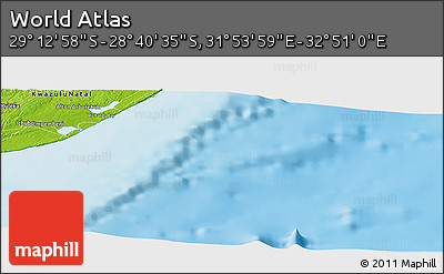 Physical Panoramic Map of the Area around 28° 56' 46" S, 32° 22' 30" E