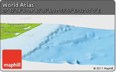 Physical Panoramic Map of the Area around 28° 56' 46" S, 32° 22' 30" E