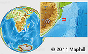 Physical Location Map of the area around 28° 56' 46" S, 33° 13' 30" E