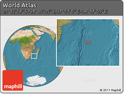 Satellite Location Map of the Area around 28° 56' 46" S, 38° 19' 30" E