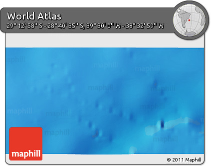 Physical 3D Map of the Area around 28° 56' 46" S, 39° 1' 29" W
