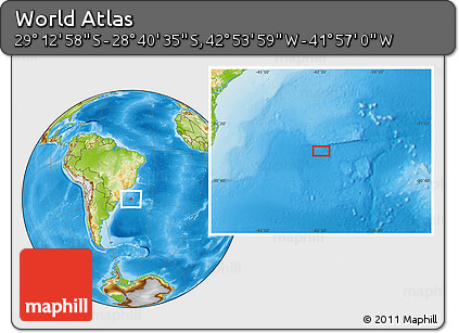 Physical Location Map of the Area around 28° 56' 46" S, 42° 25' 29" W