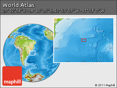 Physical Location Map of the Area around 28° 56' 46" S, 42° 25' 29" W