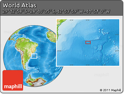 Physical Location Map of the Area around 28° 56' 46" S, 42° 25' 29" W