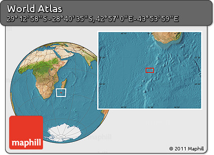 Satellite Location Map of the Area around 28° 56' 46" S, 43° 25' 29" E